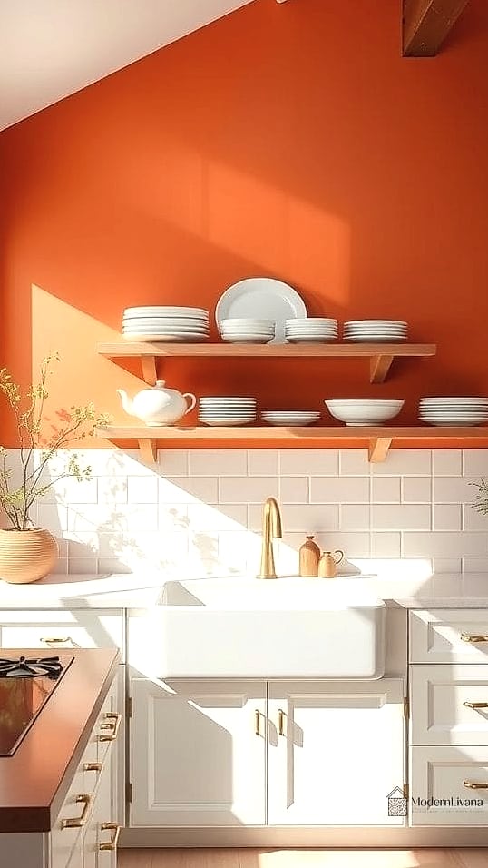 All-White Kitchen with Terracotta Accents