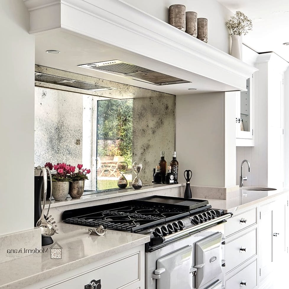 28 Off White Kitchen Ideas You Haven't Seen Before 10 Antique Mirror Backsplash