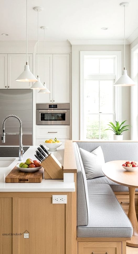 25 Kitchen Layout Ideas Functional Layouts Ideas That Look Expensive But Aren't 19 Banquette Seating Instead of a Breakfast Bar