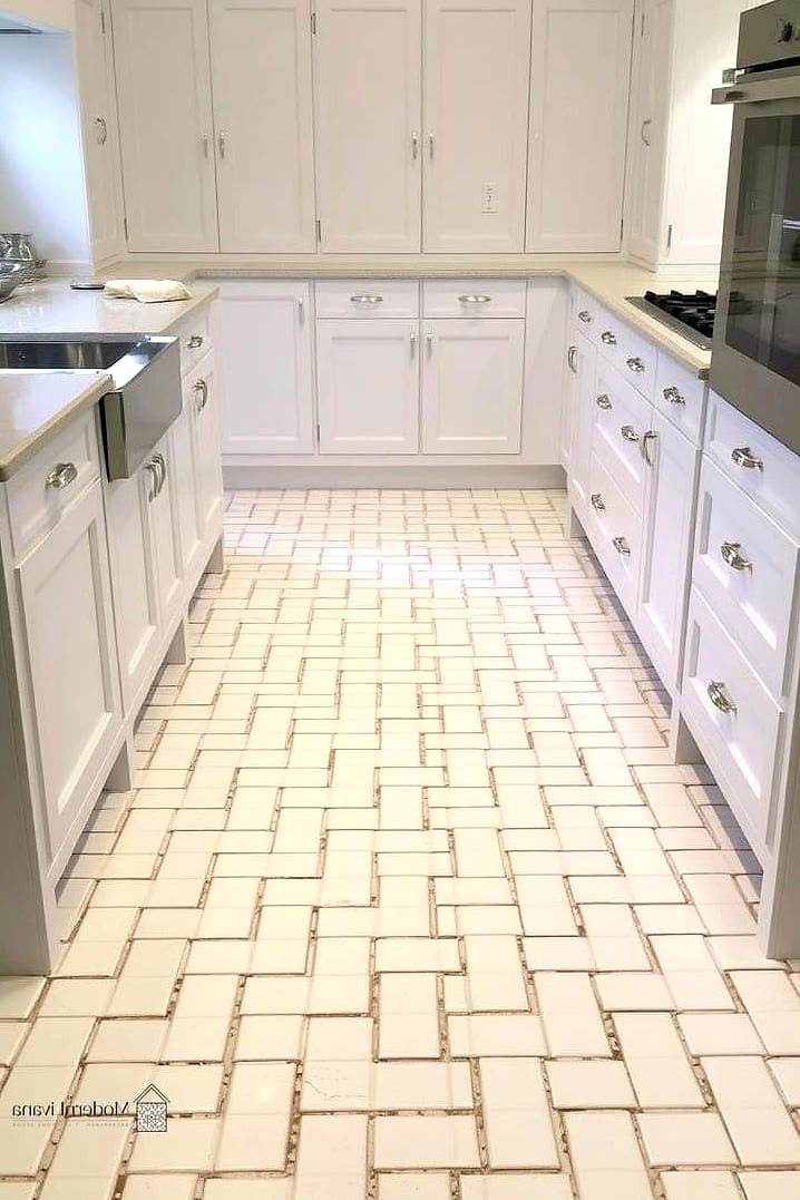 22 Kitchen Floor Tiles Ideas You Haven't Seen Before 19 Basketweave Pattern in Neutral Tones