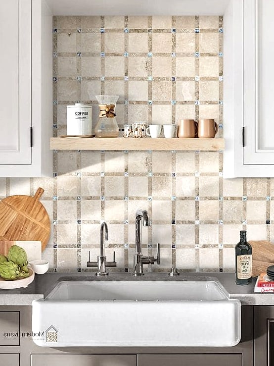 Beige Mosaic Tile Backsplash