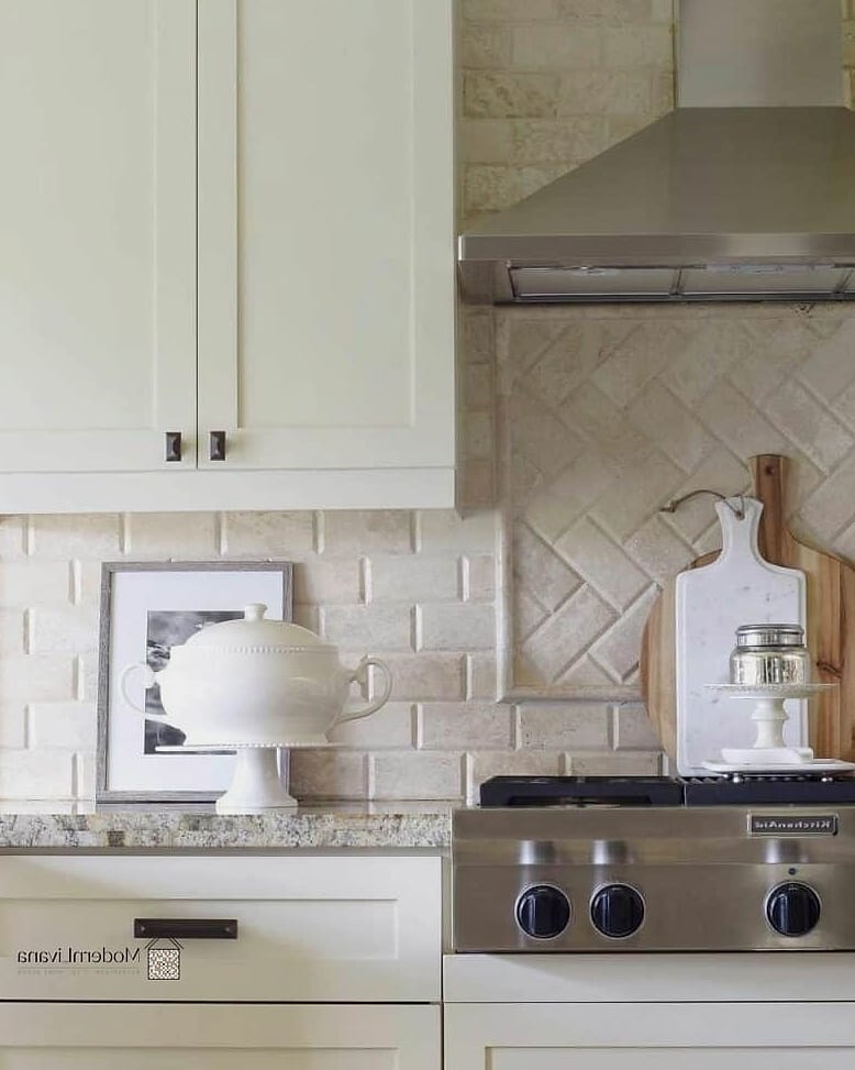 Beige Subway Tile with Dark Grout