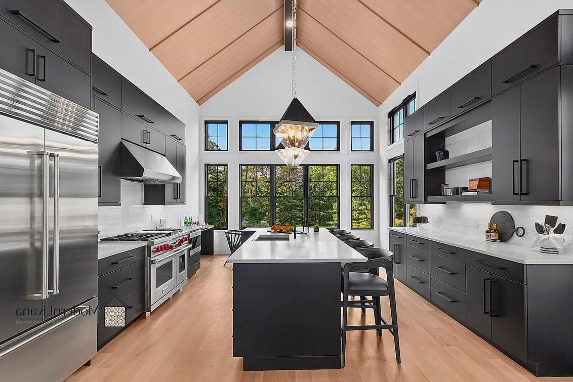 Black Built-In Cabinets for a Home Office
