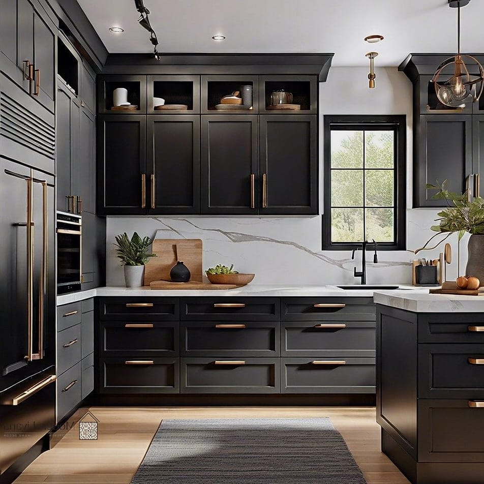 Black Cabinet Hardware in Mixed Metals