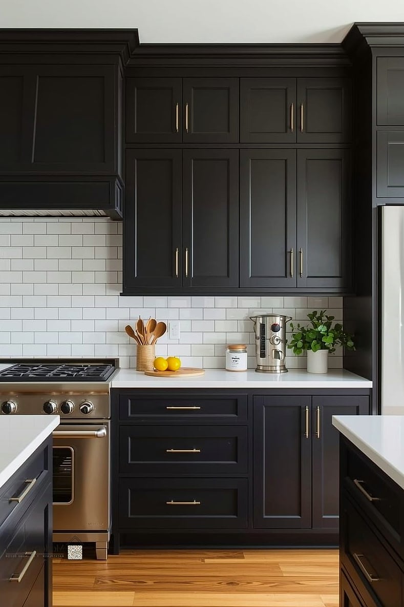 27 Black Cabinets Ideas Trending on Pinterest This Year 8 Black Cabinets with Wood Open Shelving