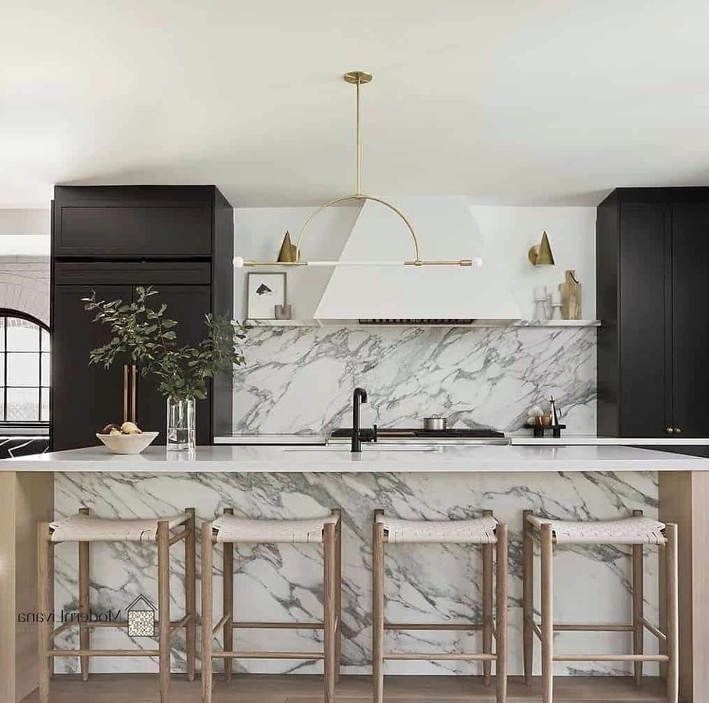 27 Black Cabinets Ideas Trending on Pinterest This Year 11 Black Cabinets with Marble Backsplash