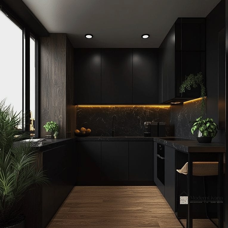 Black Cabinets in a Small Kitchen