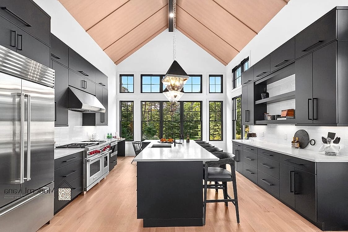 Black Cabinets with Brushed Nickel Hardware