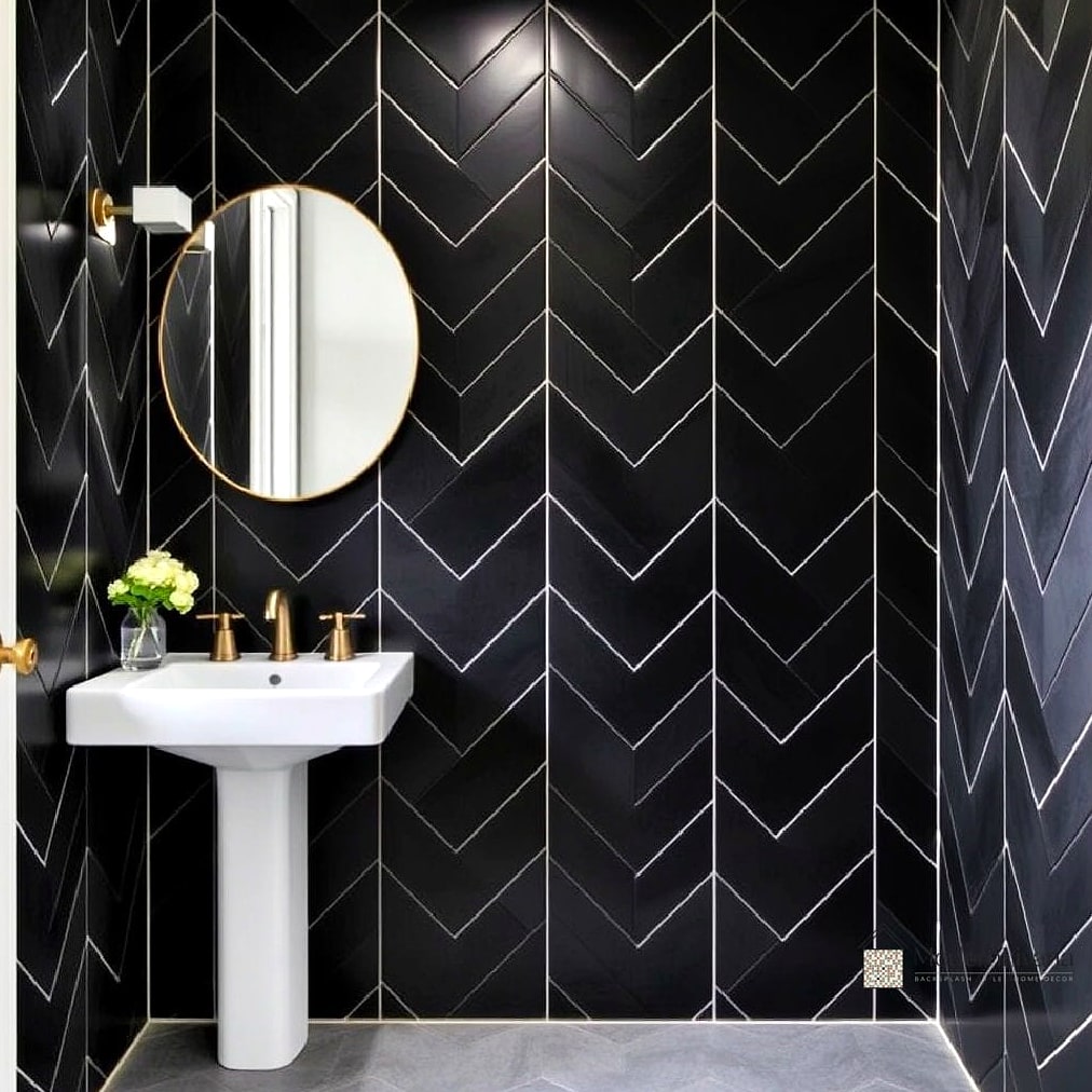 Black Chevron Tile Accent