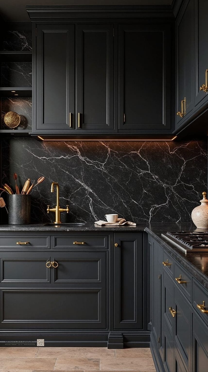 Black Fluted Tile