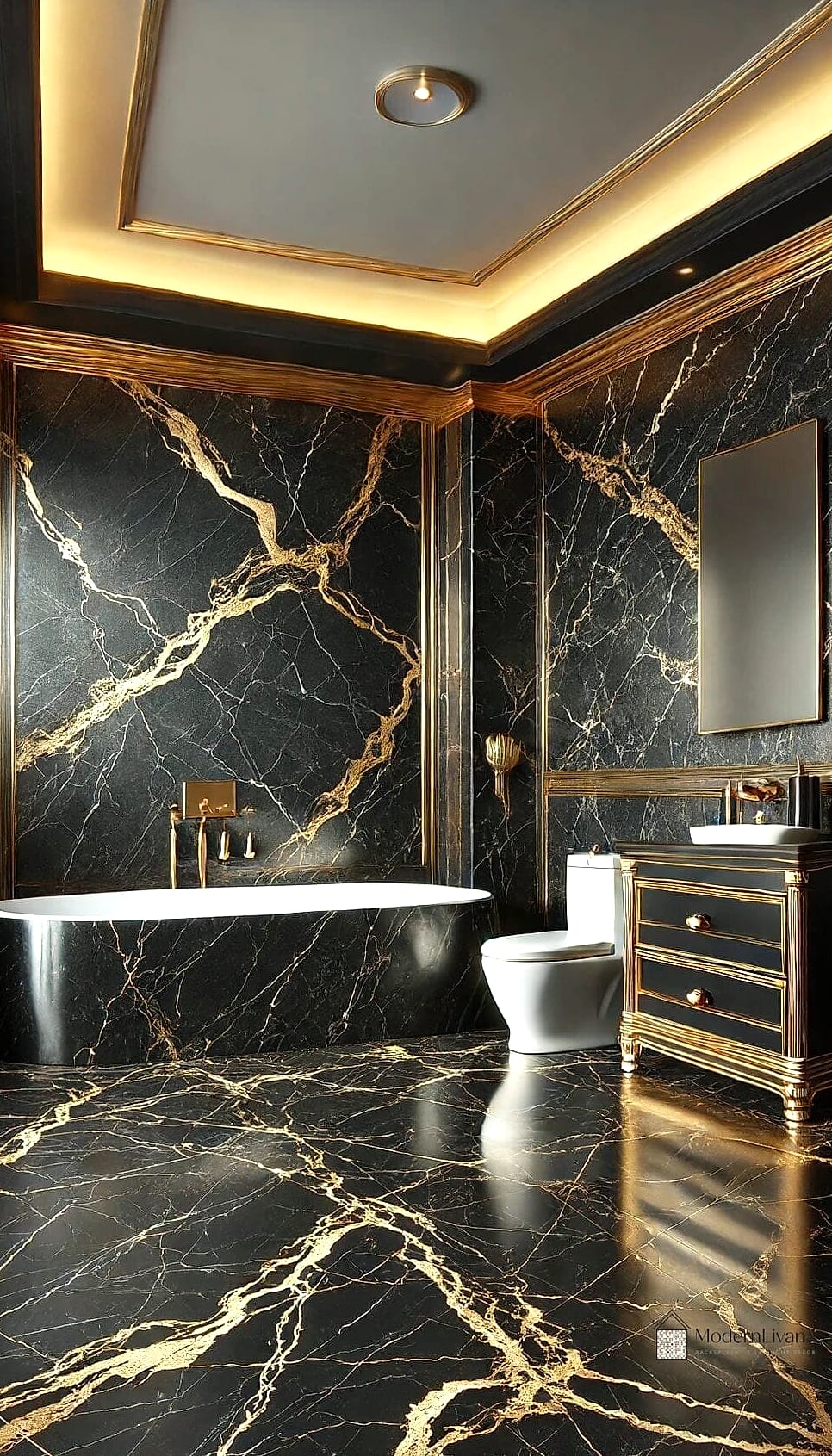 Black and Gold Art Deco Bathroom