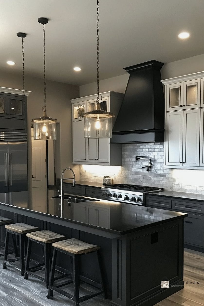 Black and Gray Kitchen Combo