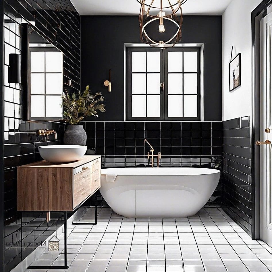 Black Grout with White Subway Tile