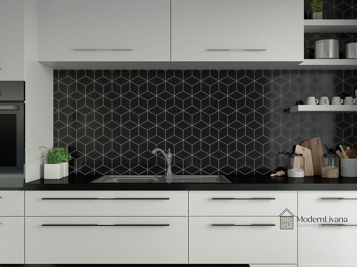 Black Hexagon Tile