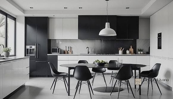 Black Kitchen Table with White Chairs