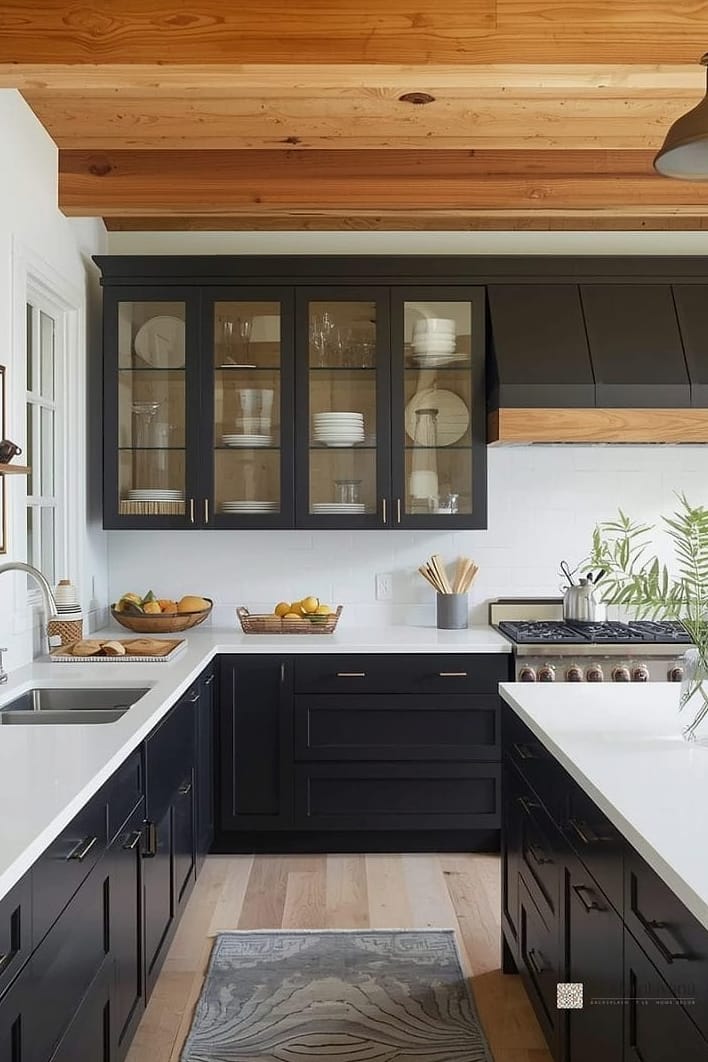 27 Black Cabinets Ideas Trending on Pinterest This Year 9 Black Kitchen Island with Lighter Perimeter Cabinets