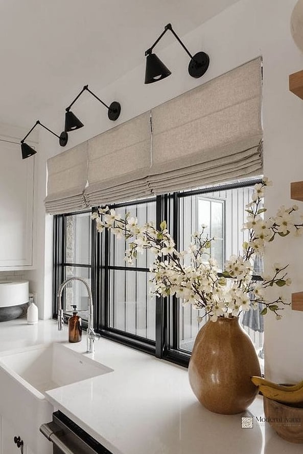 Black Kitchen Curtains or Roman Shades