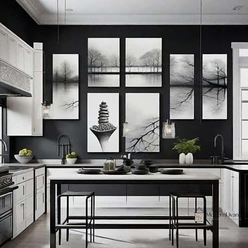Black Kitchen Wall Art and Mirrors