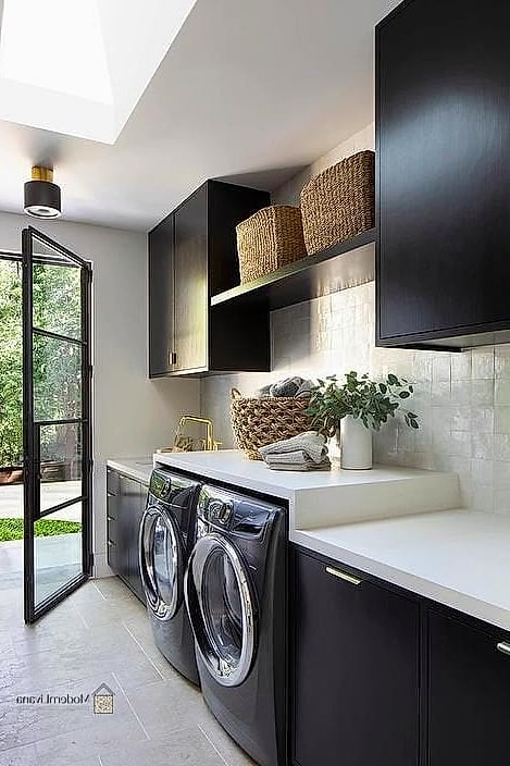 Black Laundry Room Cabinets