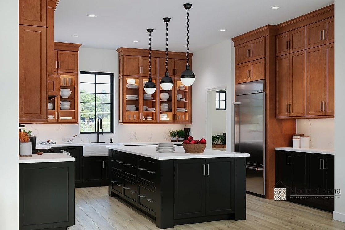Black Lower Cabinets with White Uppers
