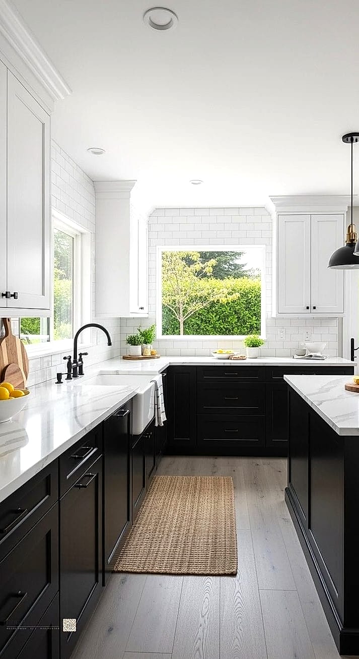 Black Lower Cabinets with White Uppers