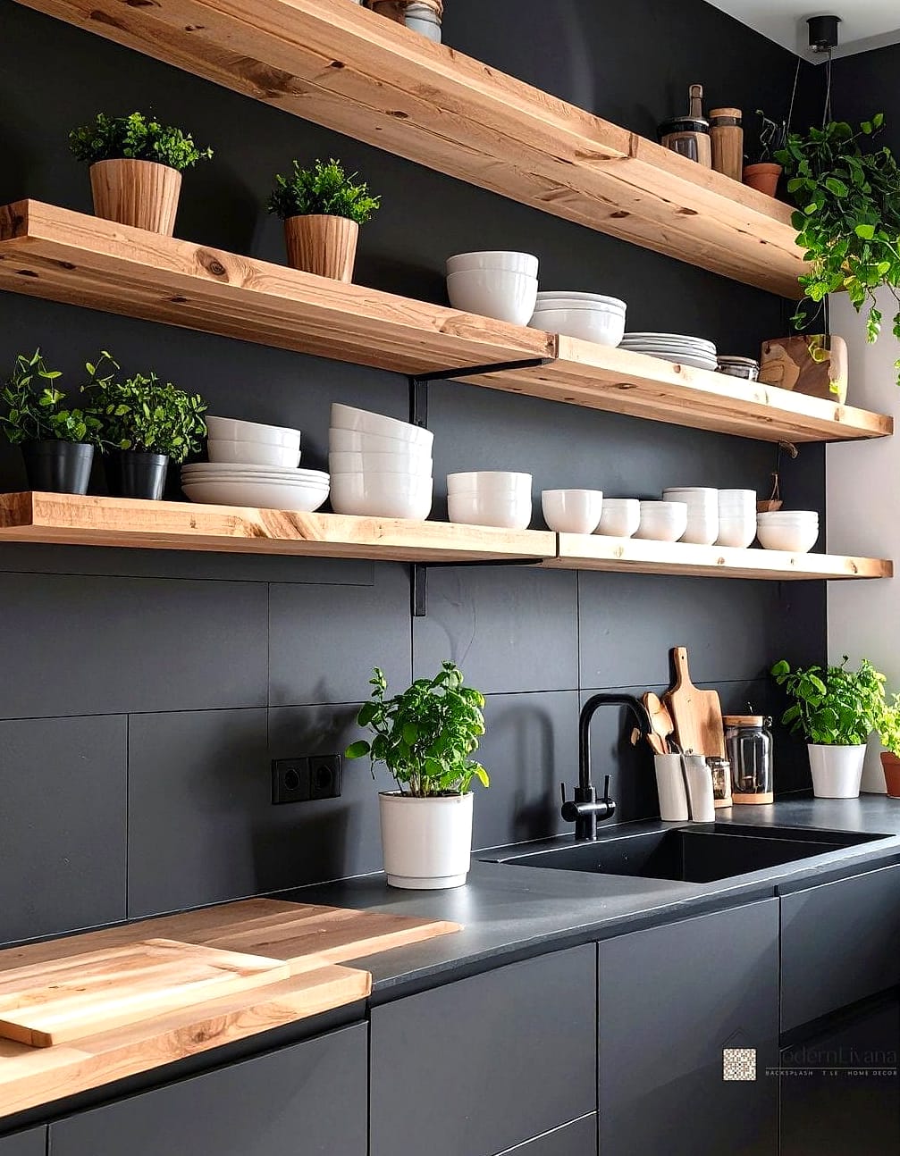 Black Open Shelving