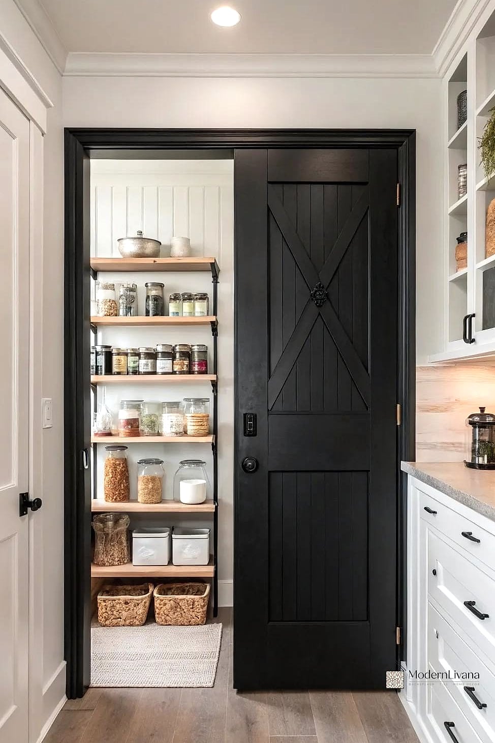 30 Black Kitchen Ideas You'll Want to Save Right Now 21 Black Pantry Doors