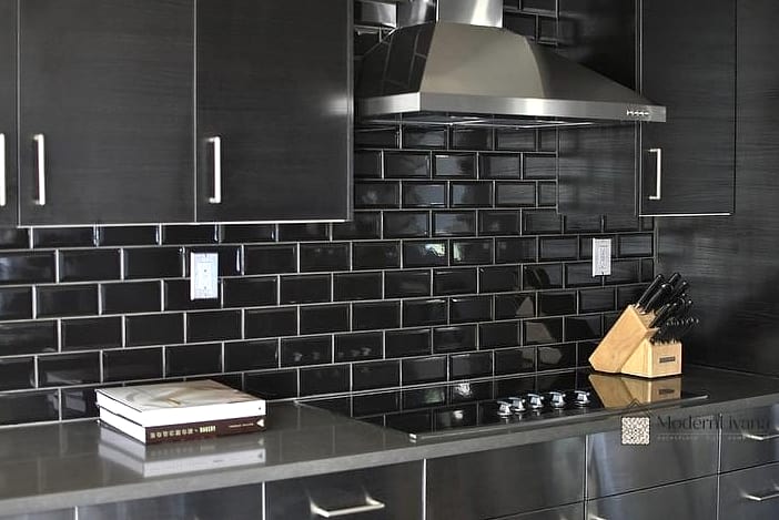 30 Black Kitchen Ideas You'll Want to Save Right Now 7 Black Subway Tile Backsplash