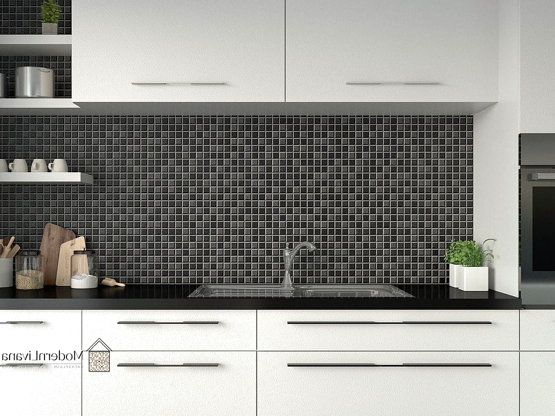 Black and White Mosaic Tile Backsplash