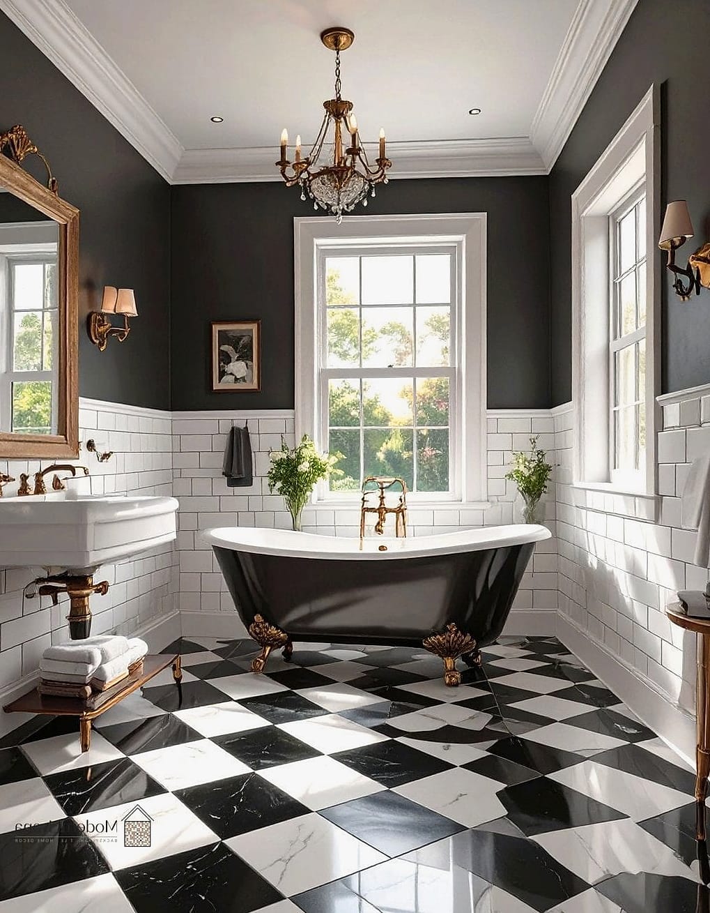 Black and White Checkerboard Flooring