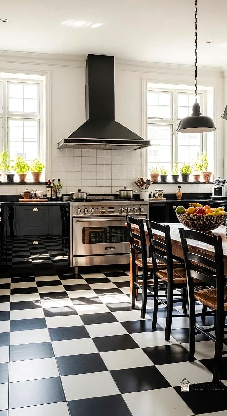 Black and White Checkerboard Floor
