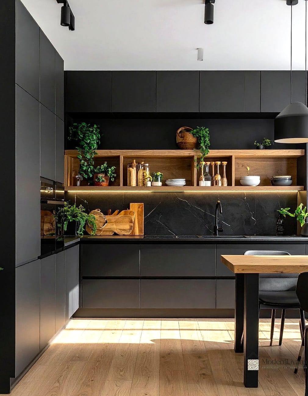 Black and Wood Combination