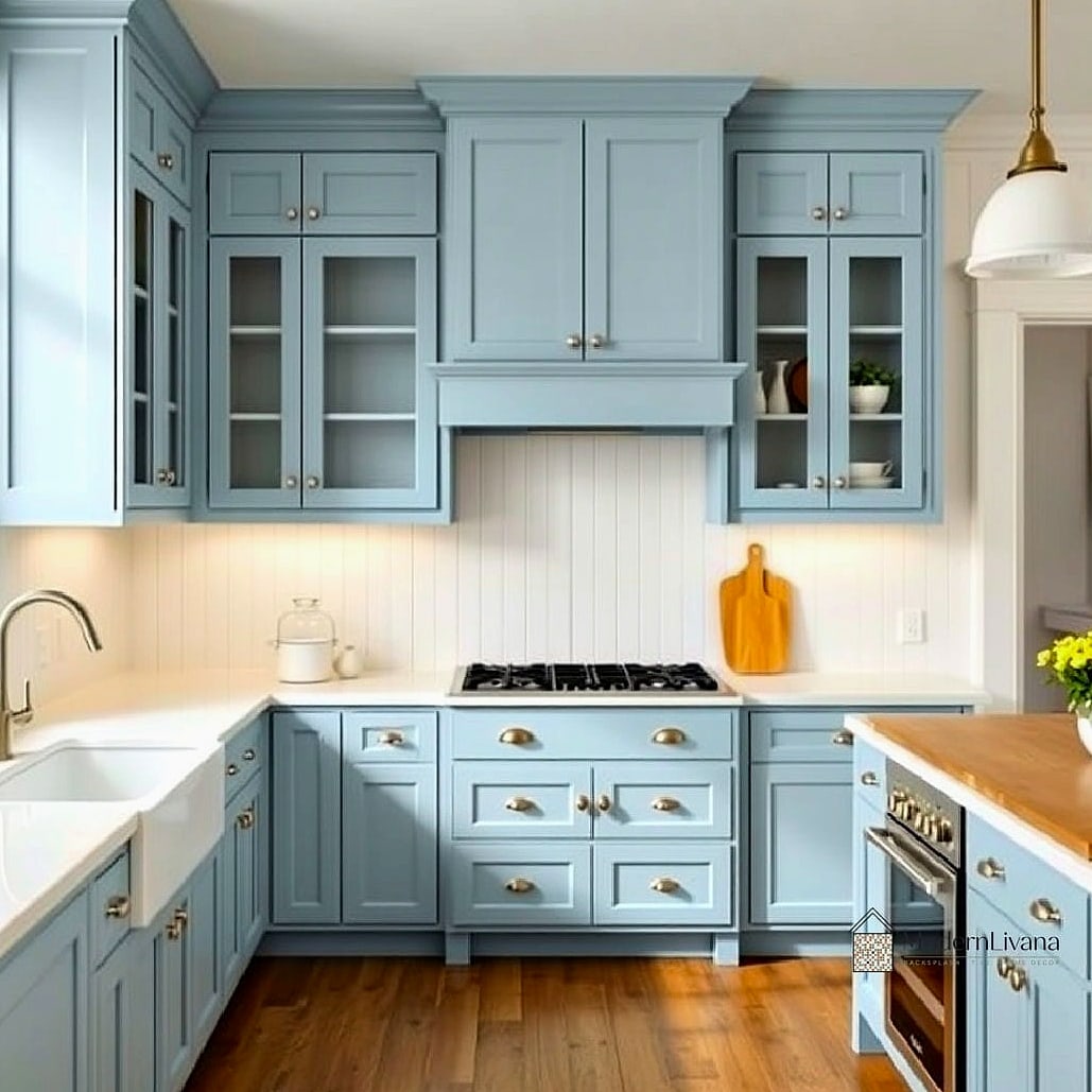 Blue Beadboard Cabinet Doors