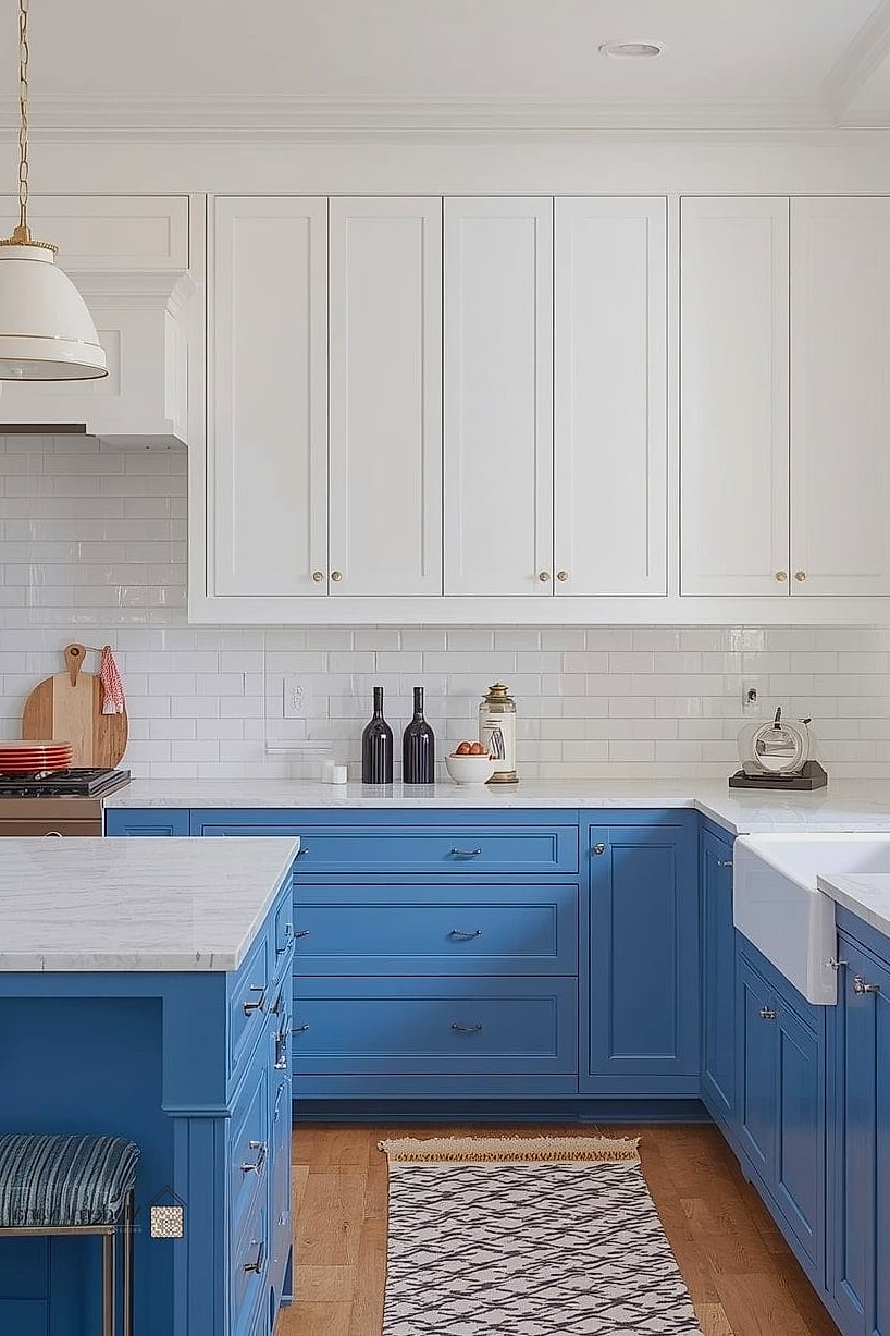 23 Blue and White Kitchen Ideas to Show Your Contractor 22 Blue Cabinet Interiors with White Exteriors
