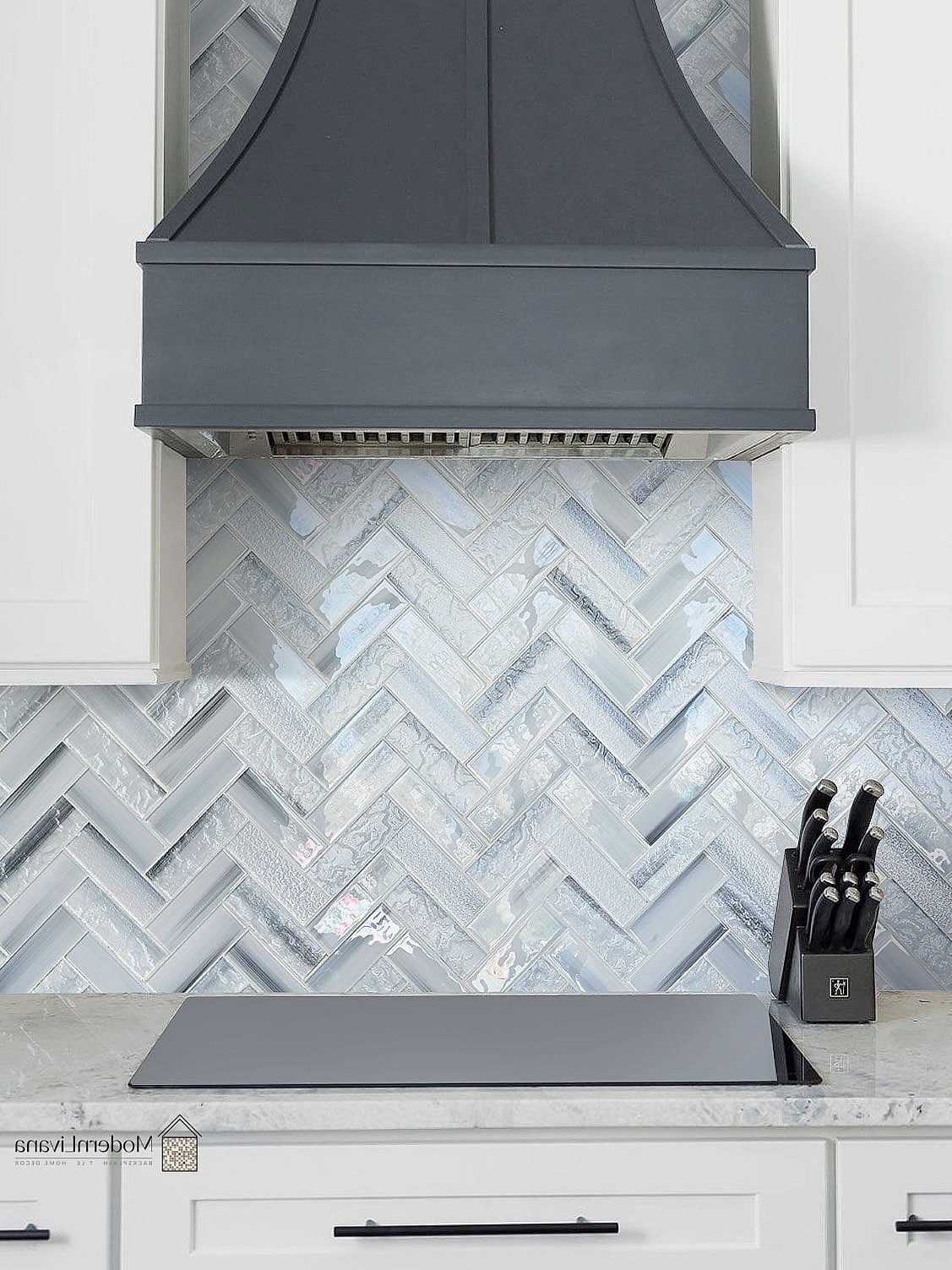 Blue Glass Tile Backsplash