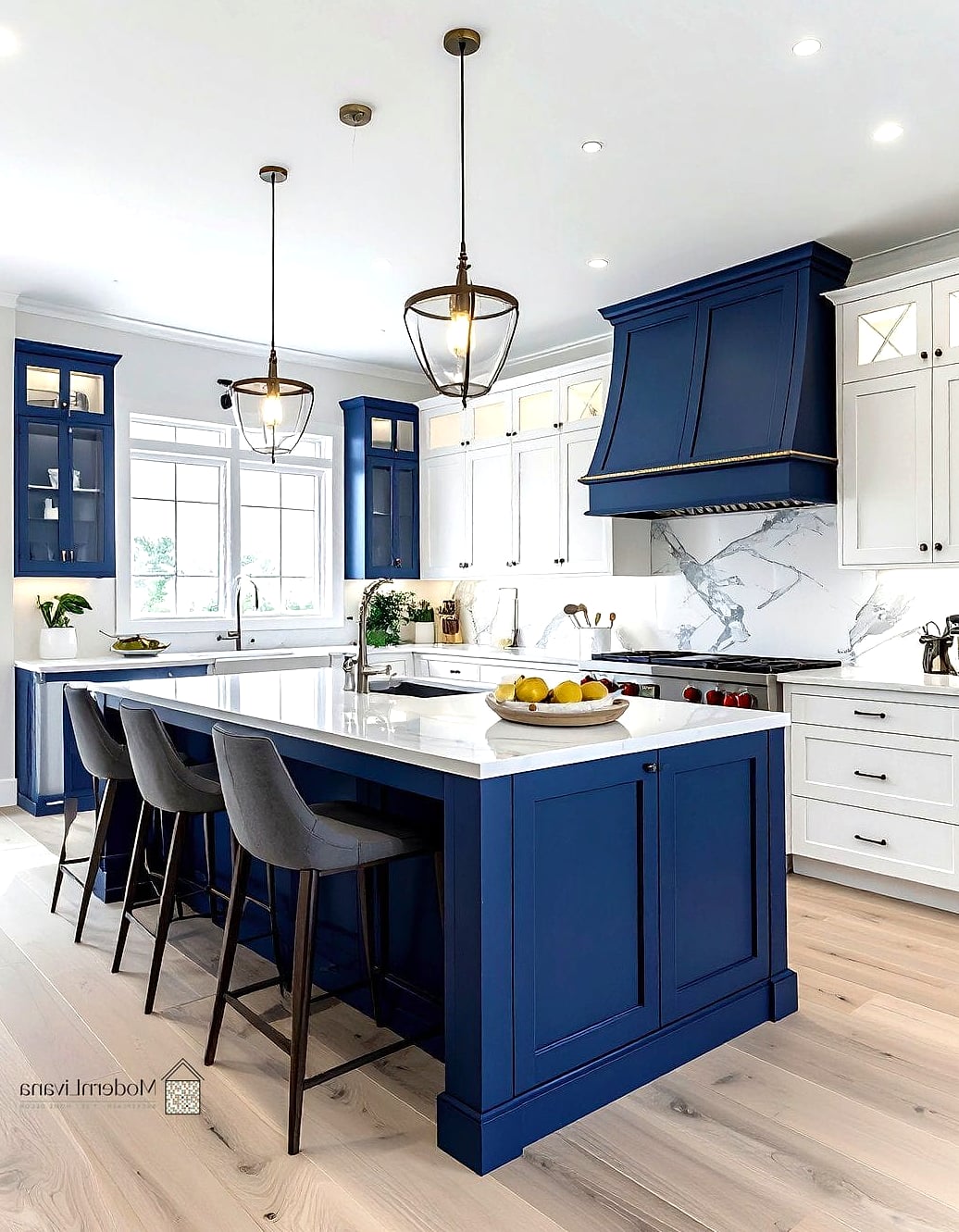 Blue Kitchen Island as the Statement Piece