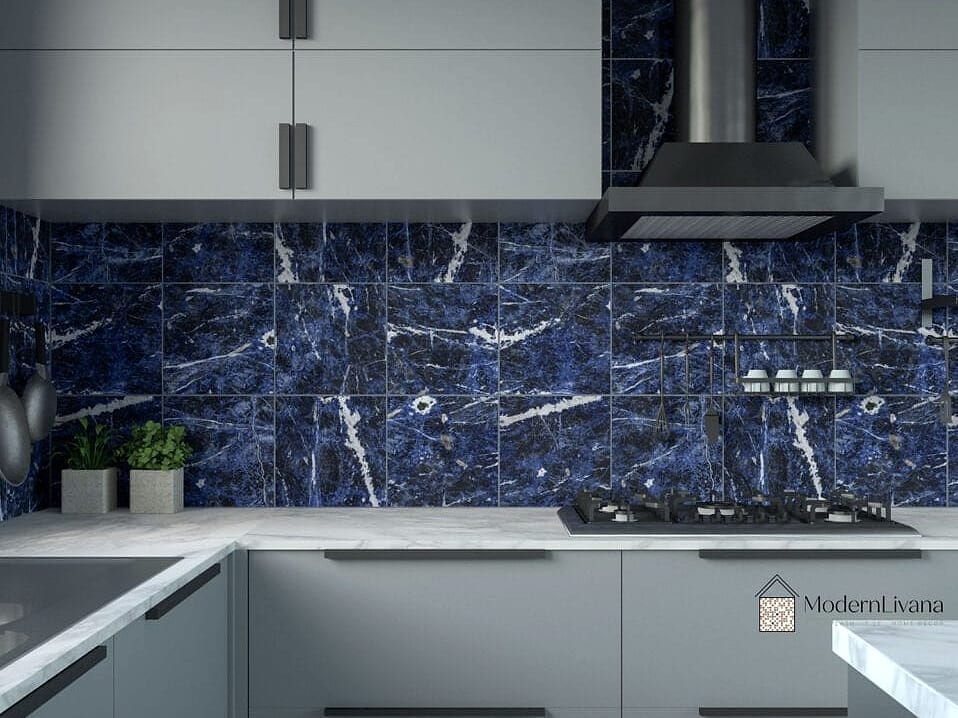 Blue Marble-Look Porcelain Tile