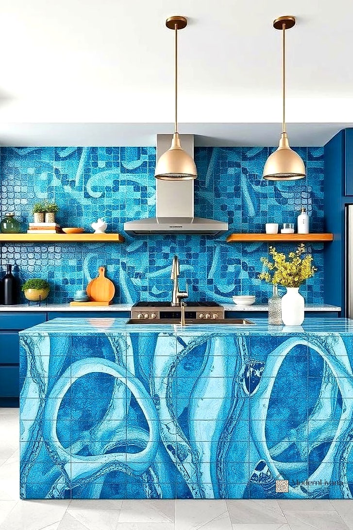 23 Blue Mosaic Tile Ideas From Homes We Absolutely Love 14 Blue Mosaic Tile Kitchen Nook