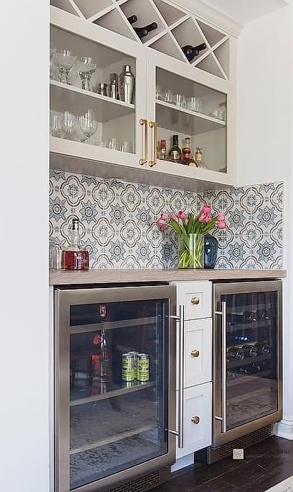 23 Blue Mosaic Tile Ideas From Homes We Absolutely Love 17 Blue Mosaic Tile Wine Nook