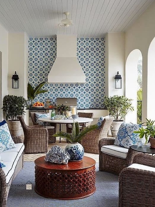 23 Blue Mosaic Tile Ideas From Homes We Absolutely Love 19 Blue Mosaic Tile Outdoor Kitchen Backsplash