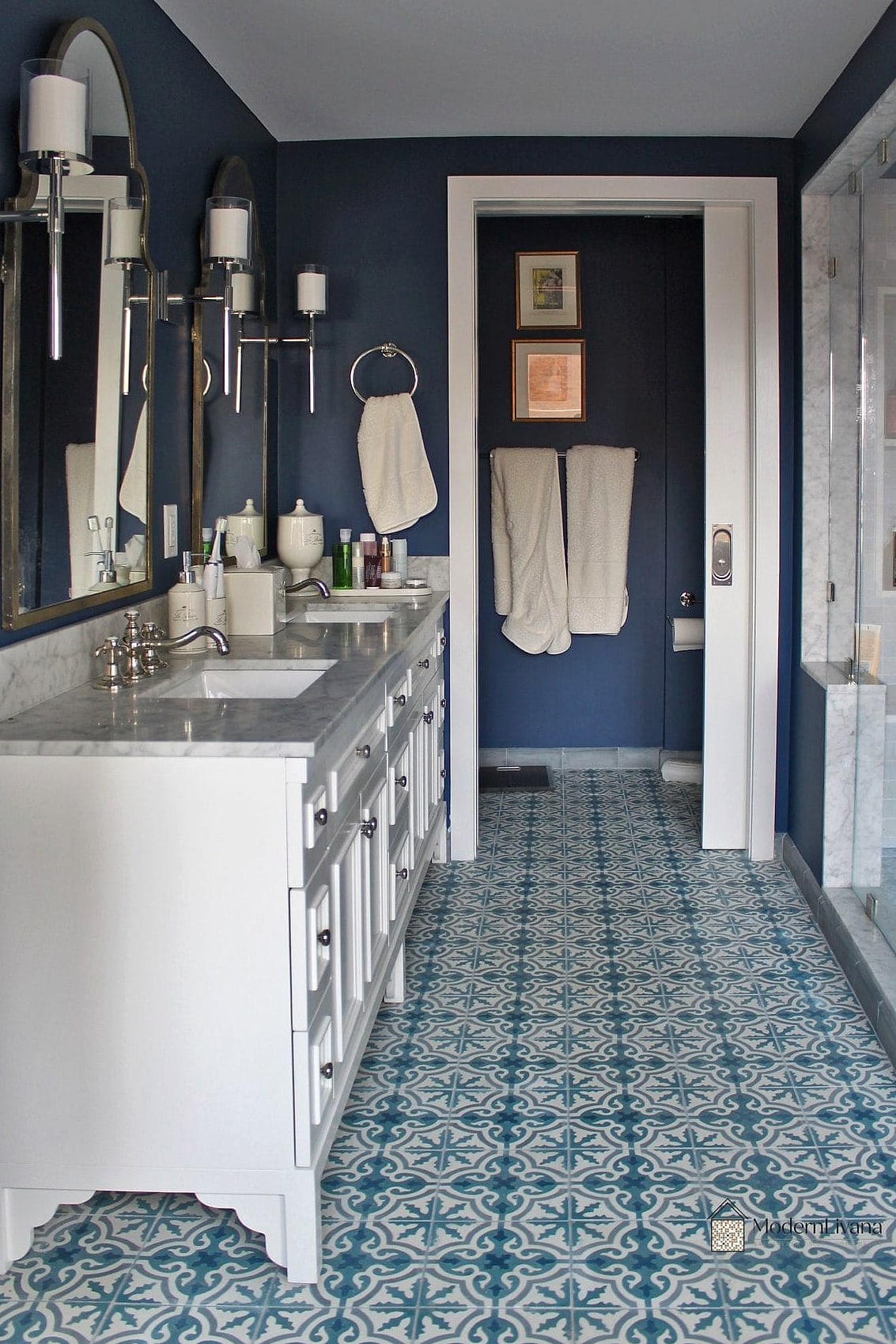 23 Blue Mosaic Tile Ideas From Homes We Absolutely Love 22 Blue Mosaic Tile Closet Floor
