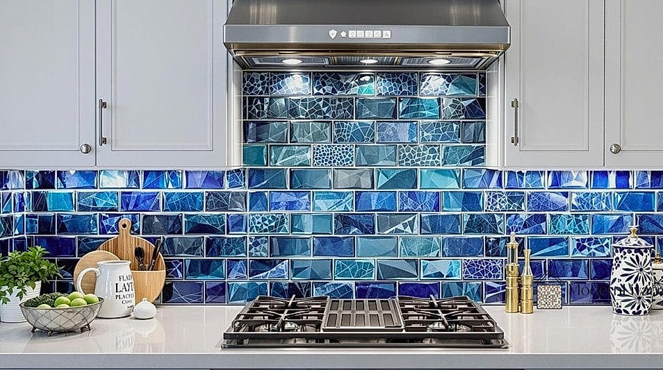 Blue Mosaic Backsplash