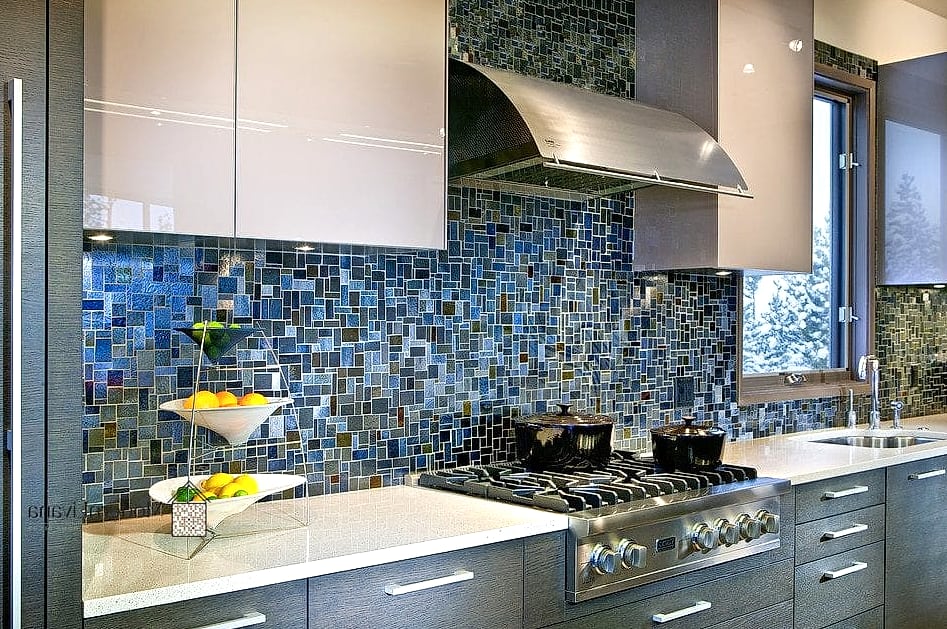 Blue Mosaic Tile Accent Wall
