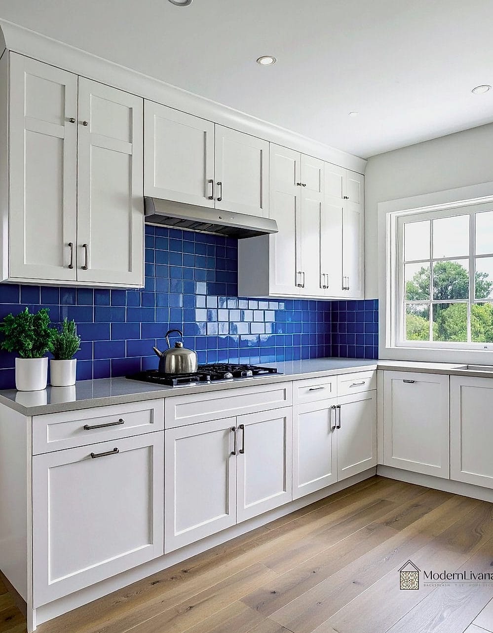 Blue Porcelain Slab Backsplash