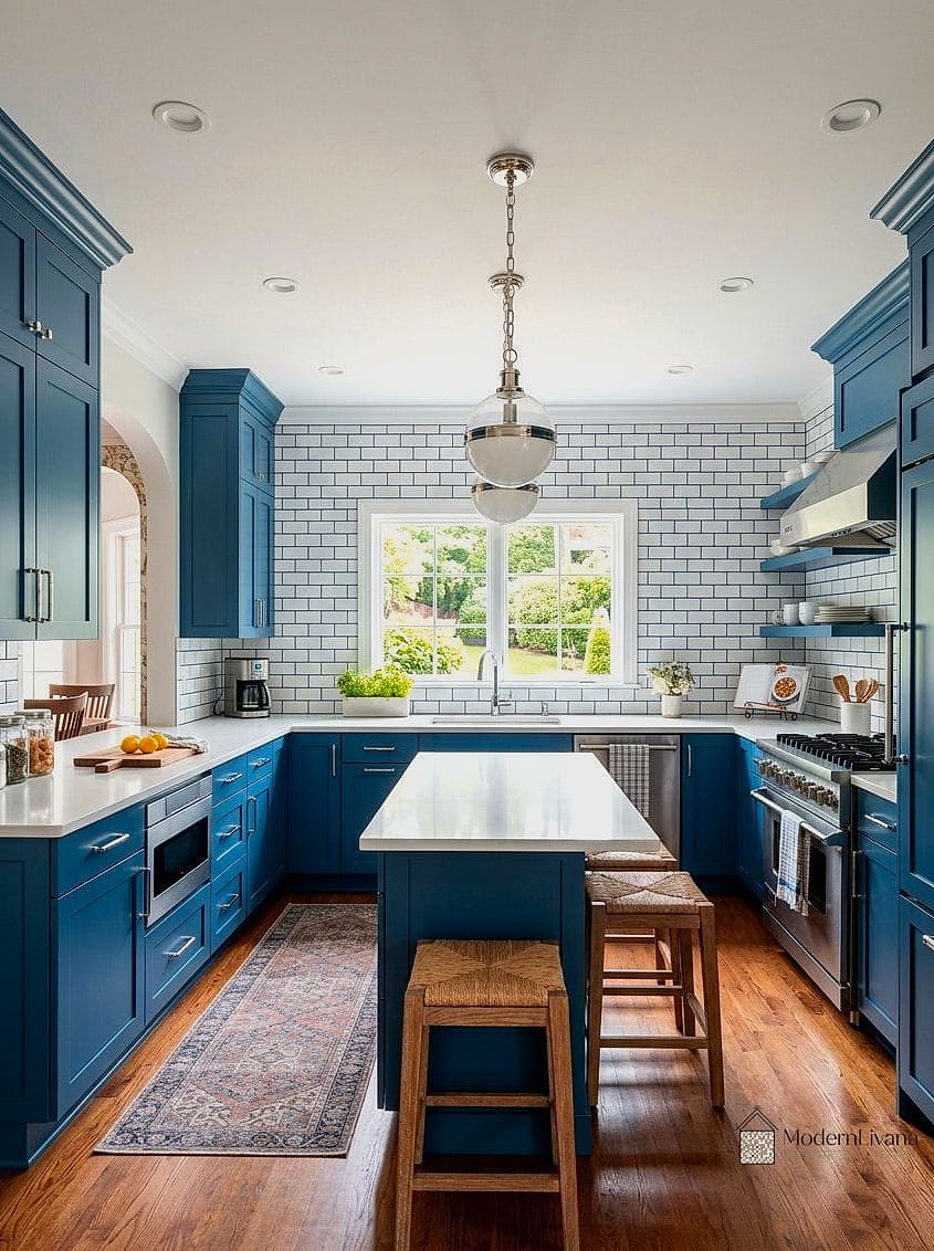 Blue Subway Tile Backsplash