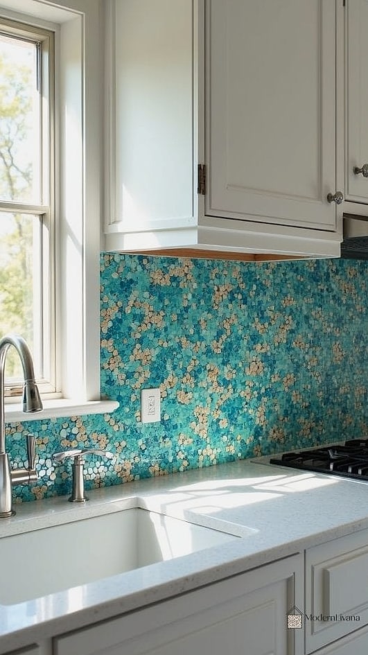 Blue Terrazzo Backsplash