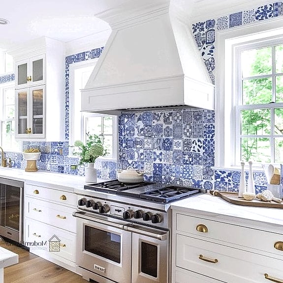 Blue and White Patterned Tile