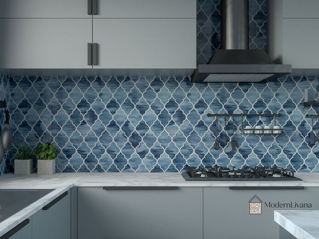 Blue and White Arabesque Tile Pattern