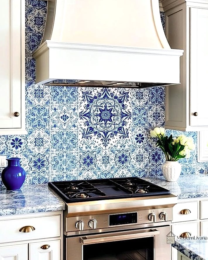 Blue and White Mosaic Tile