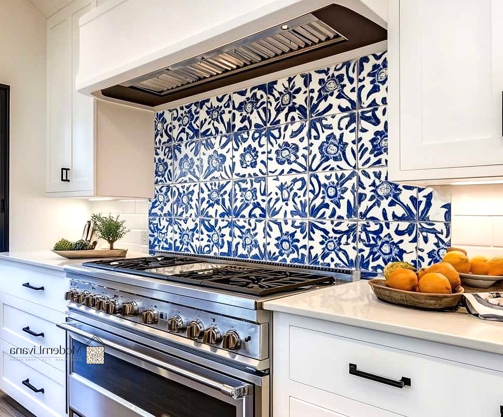 Blue and White Moroccan-Inspired Tile